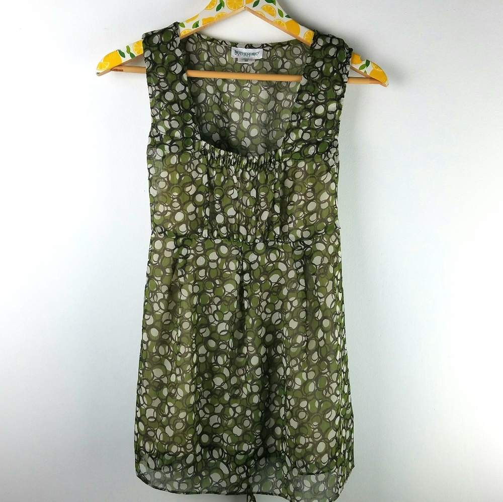 Maternity Blouse Green Brown sz M